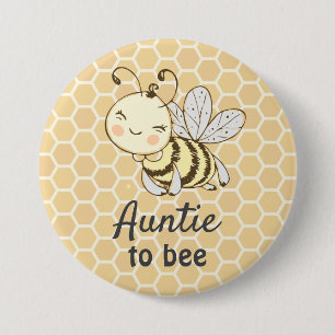 Bóton Redondo 7.62cm Tia para ser tia Yellow Bumblebee Bee Chá de fral