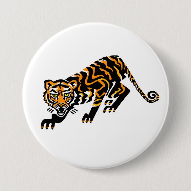 Bóton Redondo 7.62cm TIGER legal - Animais ameaçados - Vida selvagem -  (Frente)