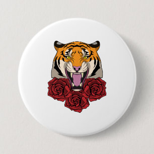 Bóton Redondo 7.62cm Tigre com Rosas