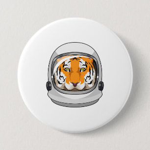 Bóton Redondo 7.62cm Tigre como astronauta com capacete