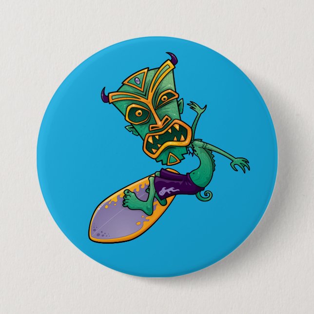 Bóton Redondo 7.62cm Tiki Surfer (Frente)