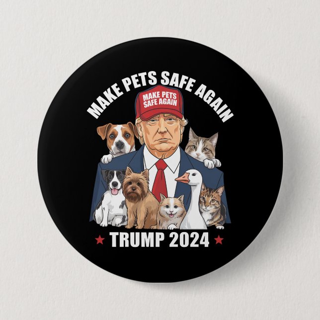 Bóton Redondo 7.62cm Torne Os Animais Seguros Novamente Trump 2024 Salv (Frente)