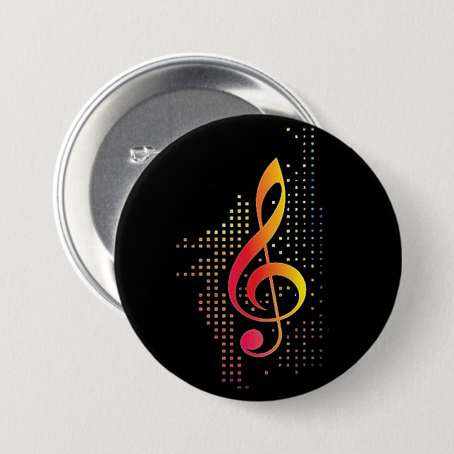 Bóton Redondo 7.62cm Treble Clef Music (Frente & Verso)