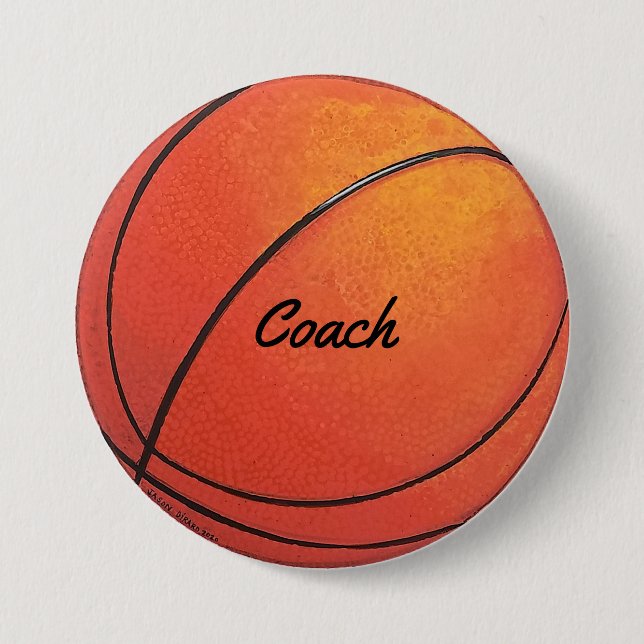 Bóton Redondo 7.62cm Treinador de Basquetebol (Frente)