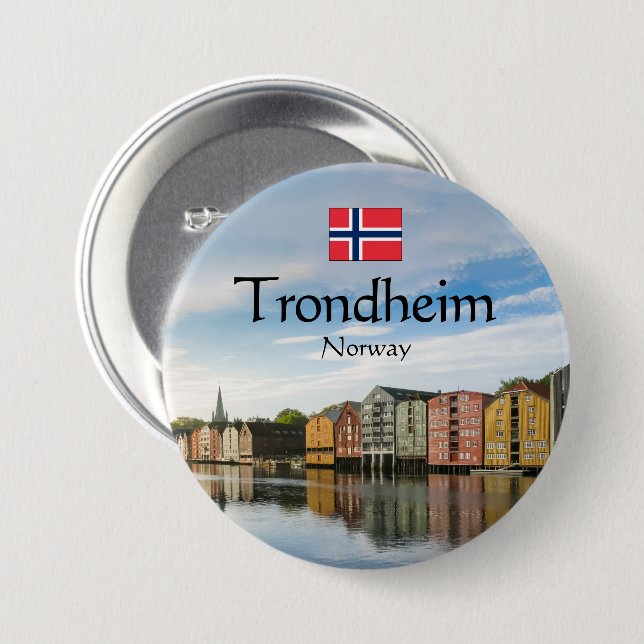 Bóton Redondo 7.62cm Trondheim Noruega (Frente & Verso)