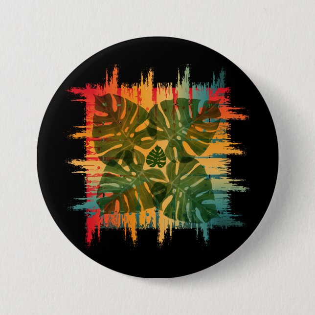 BÓTON REDONDO 7.62CM TROPICAL DE FOLHA DO SOL (Frente)