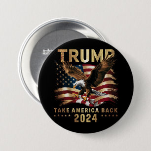 Bóton Redondo 7.62cm Trump 2024 Devolva a América Bandeira Americana Tr