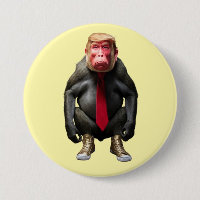 Bóton Redondo 7.62cm Trump Baboon Button (Frente)
