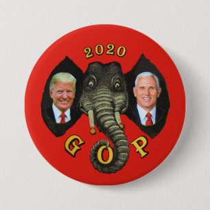 Bóton Redondo 7.62cm Trump Pence 2020 GOP Elephant