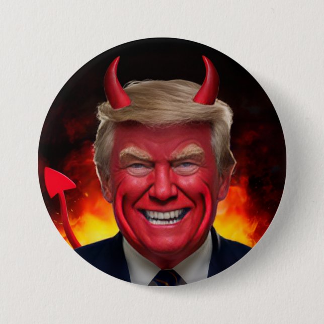 Bóton Redondo 7.62cm Trump Satan Button (Frente)