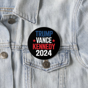 Bóton Redondo 7.62cm Trump Vance Kennedy Presidente Eleição 2024 
