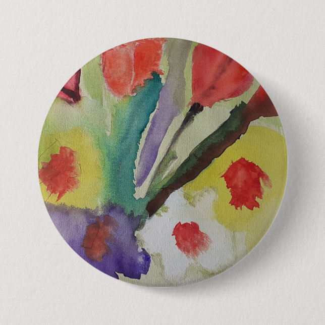 Bóton Redondo 7.62cm Tulipas de abstrato e Flores de Mola (Frente)