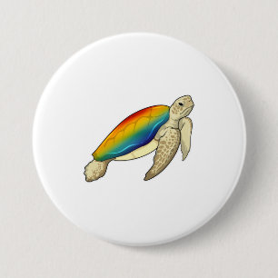 Bóton Redondo 7.62cm Turtle Rainbow