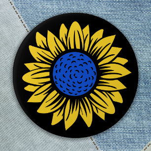 Bóton Redondo 7.62cm Ucrânia Sunflower Ucraniano Solidariedade
