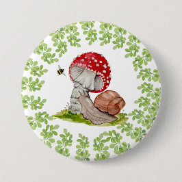 Bóton Redondo 7.62cm Uma mosca florestal colorida e um caracol