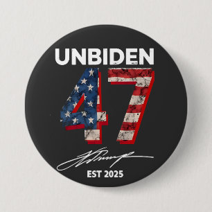 Bóton Redondo 7.62cm Unbiden 47 Trump Est. 2025 4 De Julho
