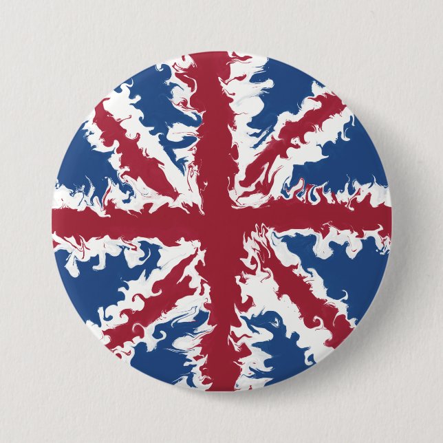 Bóton Redondo 7.62cm Union Jack Liquid Art (Frente)