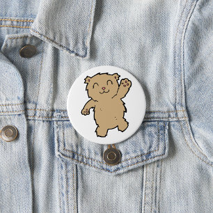 Bóton Redondo 7.62cm Urso Adorável Acenando e Sorridente