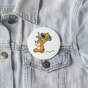 Bóton Redondo 7.62cm Urso-Cachorro Carregando, Púltimo Colheita Festiva