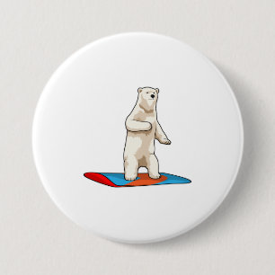 Bóton Redondo 7.62cm Urso polar como Snowboarder com Snowboard