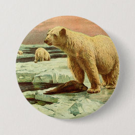 Bóton Redondo 7.62cm ursos polares em geleiras Desenho artístico da déc