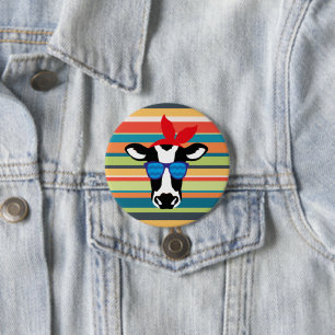 Bóton Redondo 7.62cm Vaca de hipster em faixas