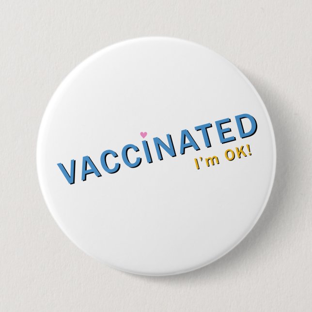 Bóton Redondo 7.62cm Vacinado estou bem (Frente)