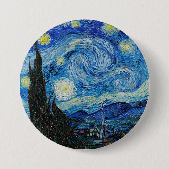 Bóton Redondo 7.62cm Van Gogh é a Noite Estrelada (Frente)