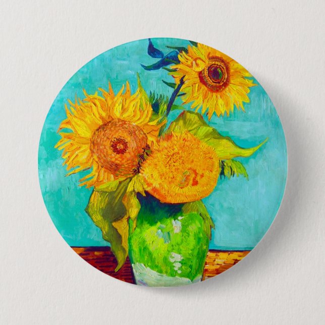 Bóton Redondo 7.62cm Van Gogh Sunflower (Frente)