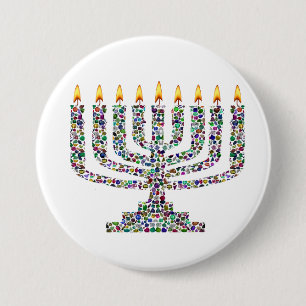 Bóton Redondo 7.62cm Vela Colorida de Hanukkah