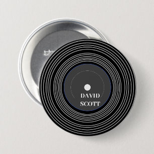 Bóton Redondo 7.62cm Vinilo preto personalizado Lp