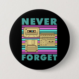 Bóton Redondo 7.62cm Vintage 80s Cassette Tape Retro Gen X Nostalgia