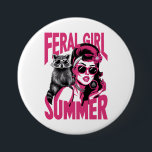 Bóton Redondo 7.62cm Vintage Feral Girl Summer Ogambm Funny Raccoon<br><div class="desc">Vintage Feral Girl Summer Ogambm Funny Raccoon</div>