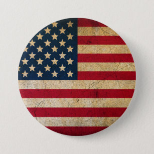 Bóton Redondo 7.62cm Vintage Grunge American Flag Round Button