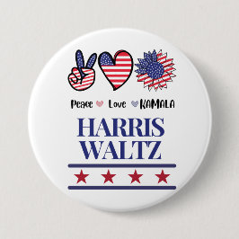 Bóton Redondo 7.62cm Vintage Harris e Walz 2024 Eleição T-Shirt