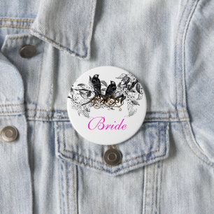 Bóton Redondo 7.62cm Vintage Love Birds Crachás De Casamento