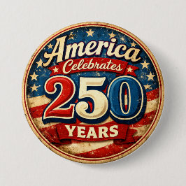 Bóton Redondo 7.62cm Vintage-Style America's 250th Birthday Button
