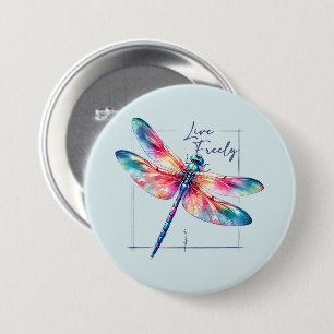 Bóton Redondo 7.62cm Vivo Livremente - Inspiração Colorida Dragonfly