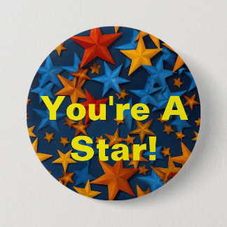 Bóton Redondo 7.62cm "Você é uma estrela!" Crachá colorido de desempenh