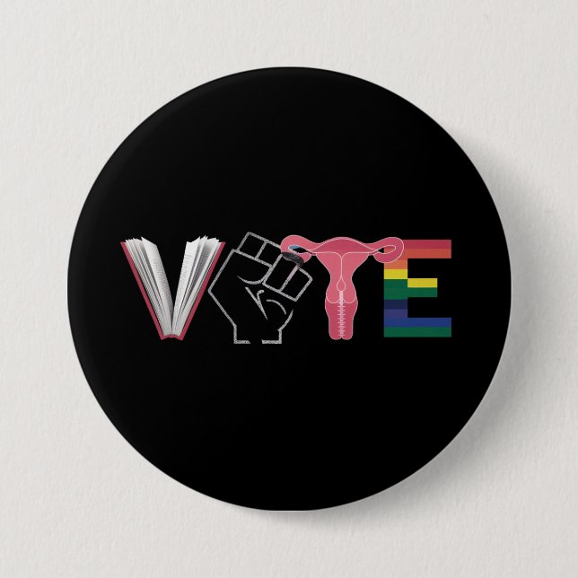 Bóton Redondo 7.62cm Votar feministas: Livros proibidos LGBTQ (Frente)