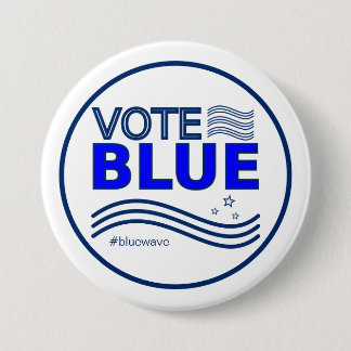 Bóton Redondo 7.62cm Votar Mensagem da Campanha Eleitoral Política Azul