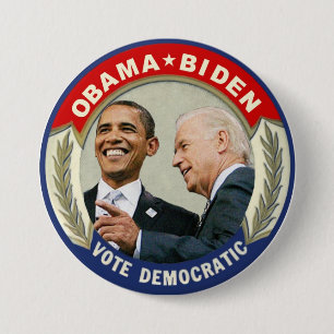 Bóton Redondo 7.62cm Voto de Obama Biden 2012 Democrática