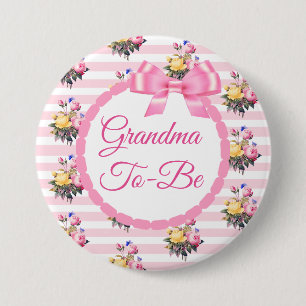Bóton Redondo 7.62cm Vovó para ser Floral Chic Rosa Button