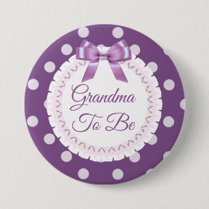Bóton Redondo 7.62cm Vovó para ser o botão Bolinhas branco roxo