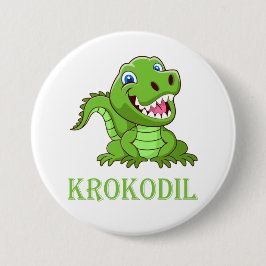 Bóton Redondo 7.62cm weiß grün Krokodil Cartoon