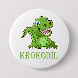 Bóton Redondo 7.62cm weiß grün Krokodil Cartoon