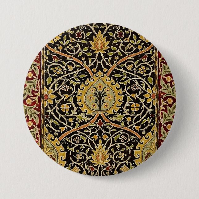 Bóton Redondo 7.62cm William Morris Classic Carpet Art Impressão Design (Frente)