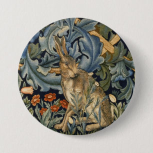 Bóton Redondo 7.62cm William Morris Forest Rabbit Floral Art Nouveau