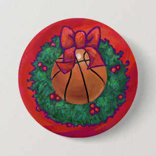 Bóton Redondo 7.62cm Wreath de Natal Dentro de basquete