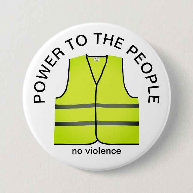 Bóton Redondo 7.62cm yellow vest protest button (Frente)